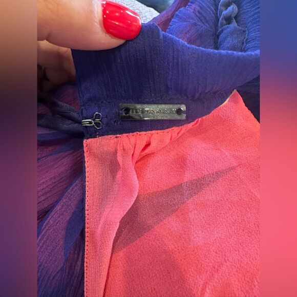 Elie Tahari Purple Printed 100% Silk Braided Neck Trim Sleeveless Halter Top Sma - Picture 6 of 8